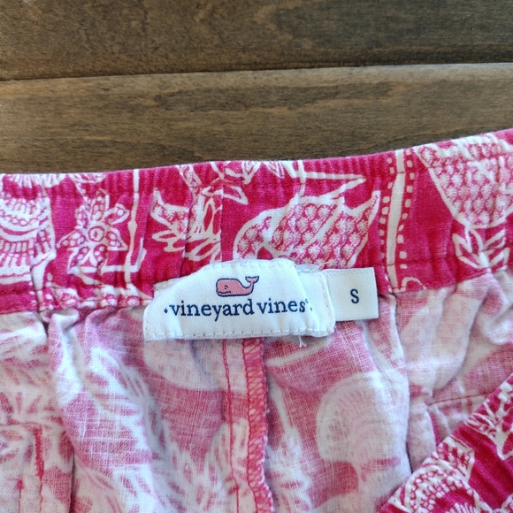 VINEYARD VINES women's Linen Blend bright pink whale 3" shorts - S - Picture 4 of 8